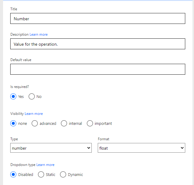 Custom Connector Parameter Details