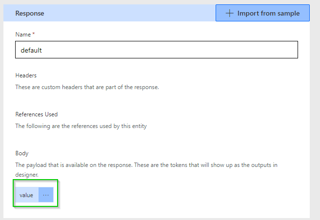 Custom Connector Response Value