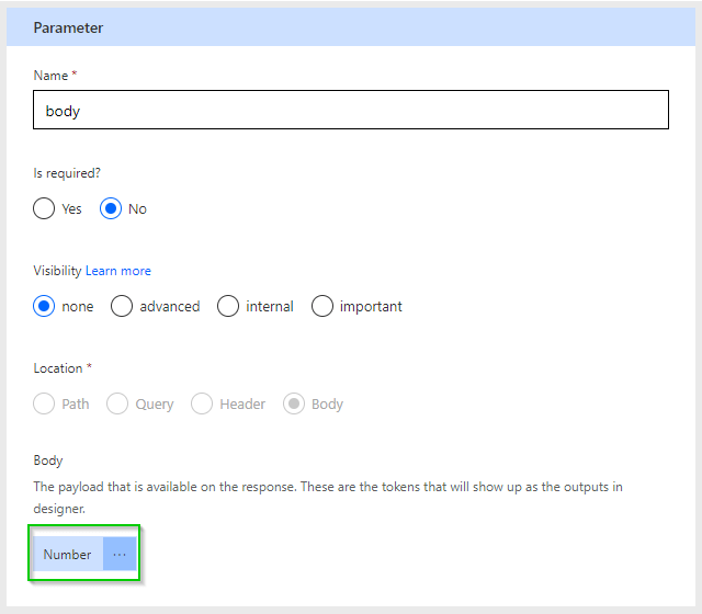 Custom Connector Request Parameter