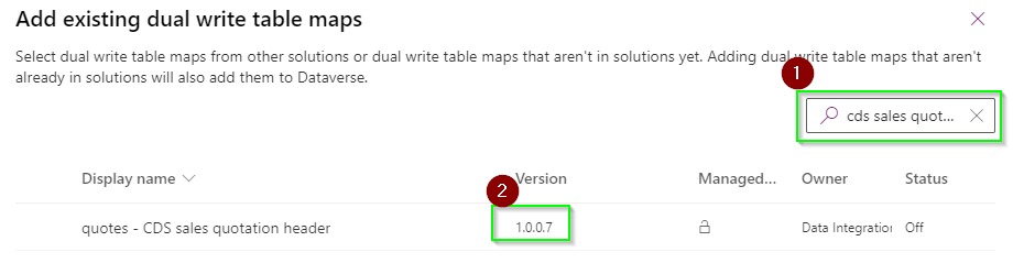 Add existing dual write table maps screen to add the table map